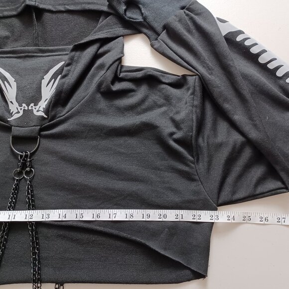 Reflective Graphic Chain Cropped Hoodie - Picture 10 of 16